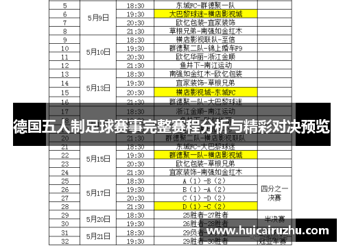 德国五人制足球赛事完整赛程分析与精彩对决预览